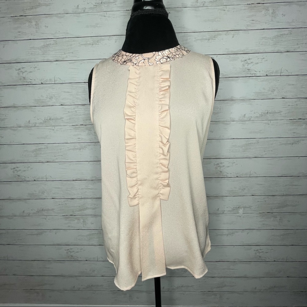Karl Lagerfeld Ruffle Sleeveless Blush Blouse